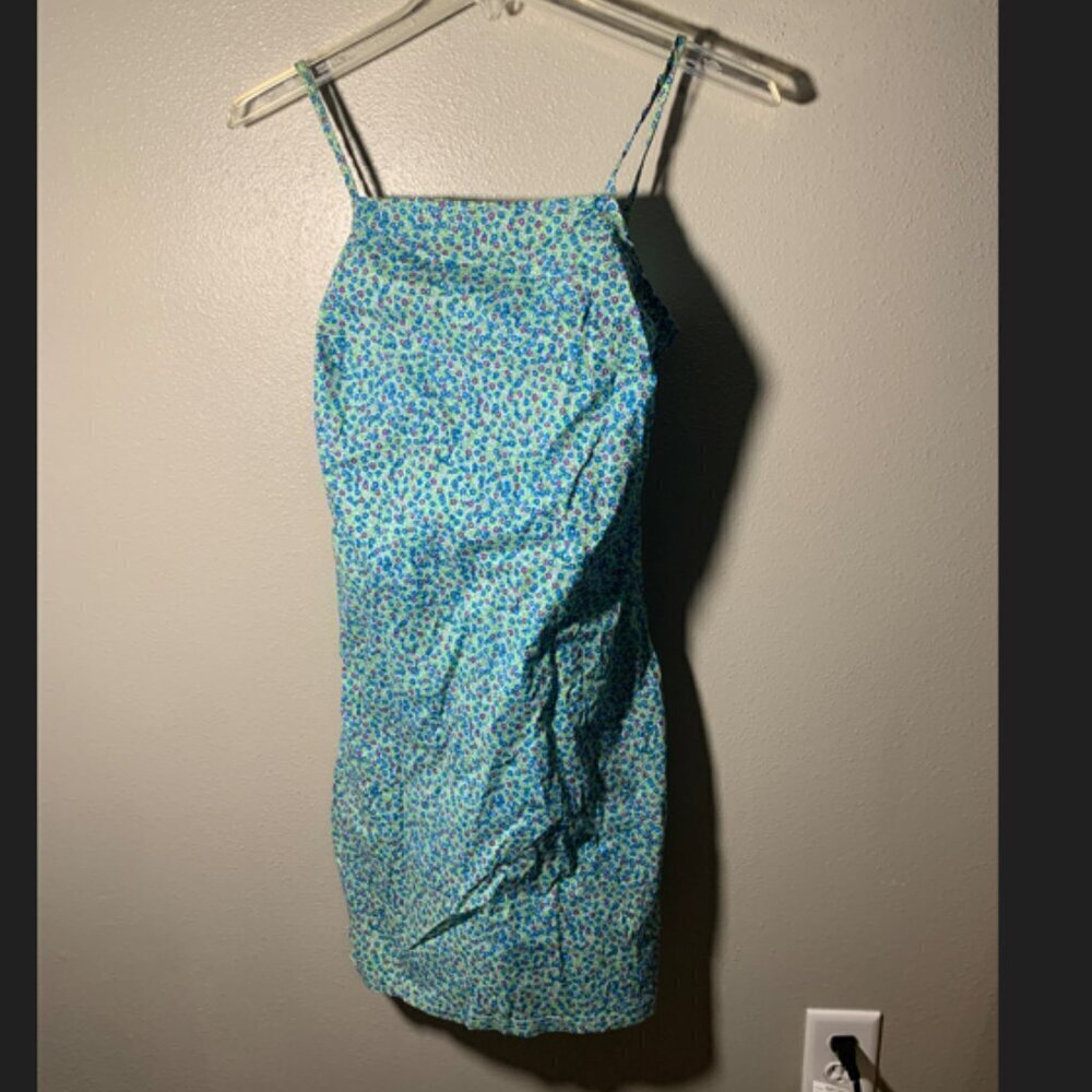 Vanity Blue/Green floral dress - size medium
